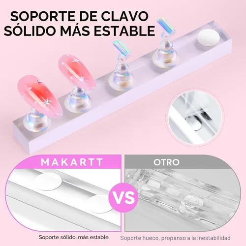 Miniatura 6 de Makartt Soporte de uñas para uñas a presión, práctica de pintura artística, soporte magnético para pintar uñas, soporte para diseños de uñas