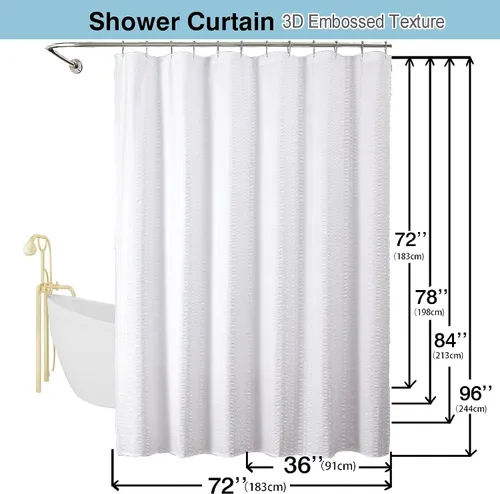 Miniatura 9 de Aiyufeng Moga - Cortina para ducha blanca con textura en relieve, cortina de tela para baño - Tela suave y lujo de spa hotelero, impermeable, Blanco