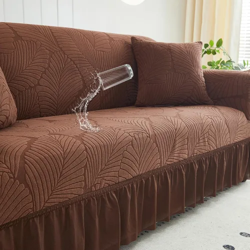 Miniatura 12 de WONGS BEDDING Funda de terciopelo elástico para sofá, funda acolchada con falda, apta para mascotas, duradera, lavable, elástica, de fácil ajuste