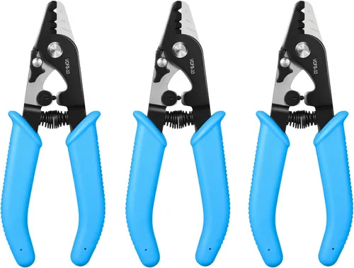 Miniatura 9 de Pelacables de fibra óptica VCFS-33, herramienta de pelado de fibra óptica de 3 orificios de puerto con mango de 6 pulgadas, llave hexagonal