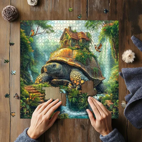 Miniatura 6 de Rompecabezas de tortuga marina para adultos de 1000 piezas, rompecabezas de fantasía de naturaleza con tortuga gigante con pájaro de casa del árbol