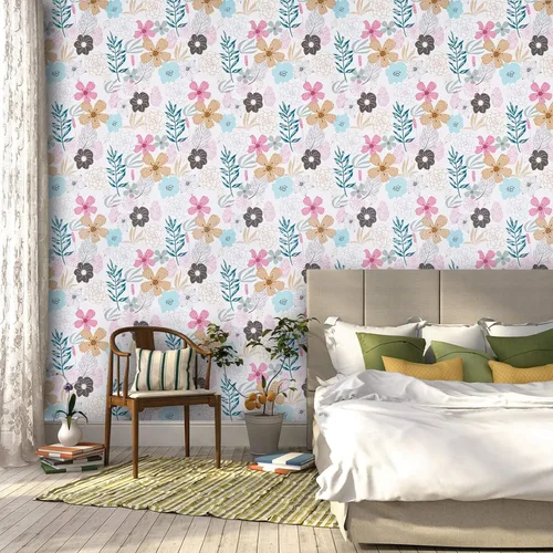 Miniatura 4 de Mecpar - Papel pintado floral de despegar y pegar - 17.71" x 78.7", flores perennes, resistente al agua, extraíble para baño o gabinete