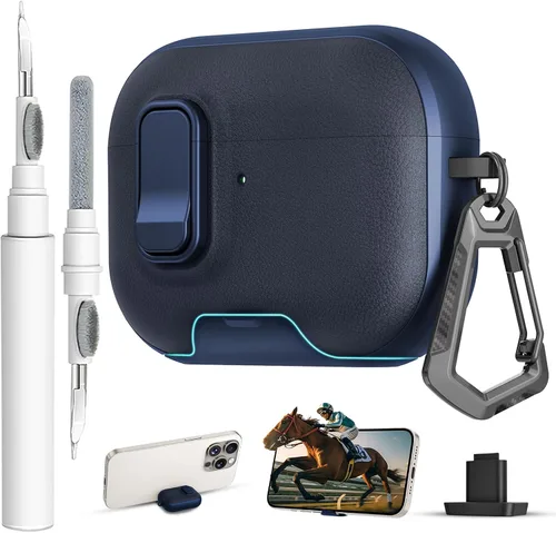Miniatura 20 de Funda para AirPods Pro 3 con cerradura, textura de piel TPU duradera, antipérdida y a prueba de golpes, accesorios con kit de limpieza en llavero