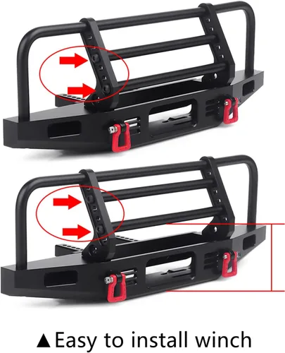 Miniatura 6 de INJORA Parachoques delantero ajustable con luz LED para TRX4 Axial SCX10 SCX10 II 90046 90047 RC pieza de actualización de coche (negro)