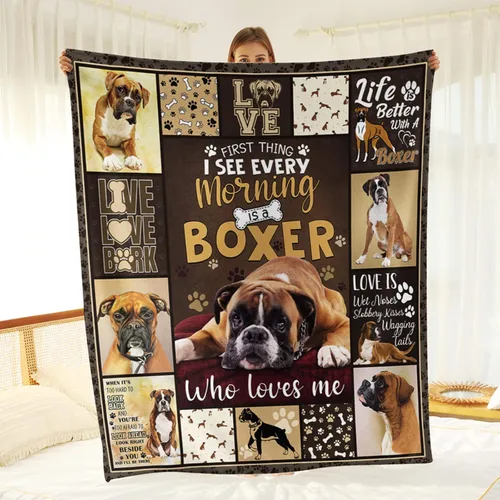 Miniatura 2 de Tupmnbry Manta tipo bóxer para perros y cachorros, manta de franela súper suave, ligera y esponjosa para mascotas lindas, 50 x 60 pulgadas