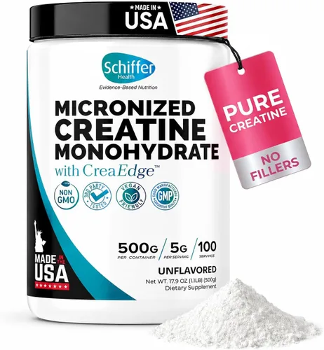 Monohidrato de creatina en polvo 17.64 oz – Apoya el crecimiento muscular, la fuerza y la función cognitiva*, 0.17 oz por porción – 100 porciones,