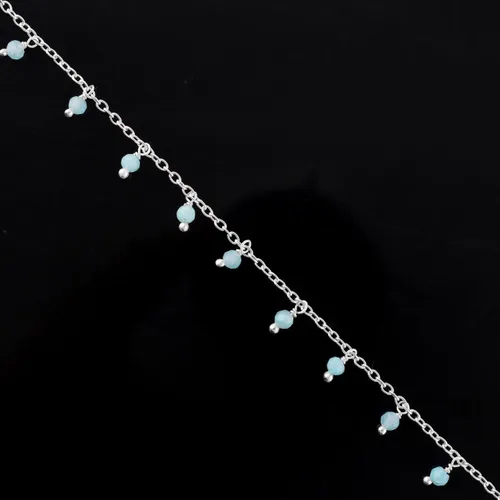 Miniatura 42 de Yanara Tobilleras de piedras preciosas para mujer, piedra natal natural, chapada en plata, joyería hecha a mano en 8.5 + 1.5 pulgadas, cristales