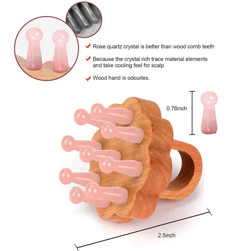 Miniatura 5 de ideayard Hongo Gua Sha 2pcs & Peine Masaje Cuarzo Rosa