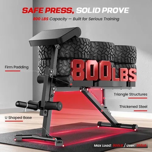 Miniatura 3 de OPPSDECOR Adjustable Weight Bench – 800LBS Foldable Workout Bench with Preacher Curl Pad, Leg Extension & Curl, Extended Headrest, 10-Position