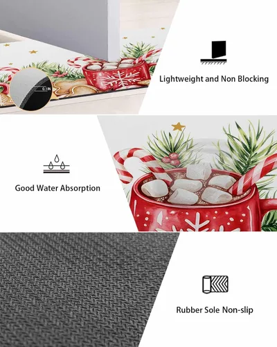 Miniatura 3 de Tapete de baño de Feliz Navidad, antideslizante, de secado rápido y absorbente, tierra de diatomeas, fregadero, dormitorio, cocina, lavable