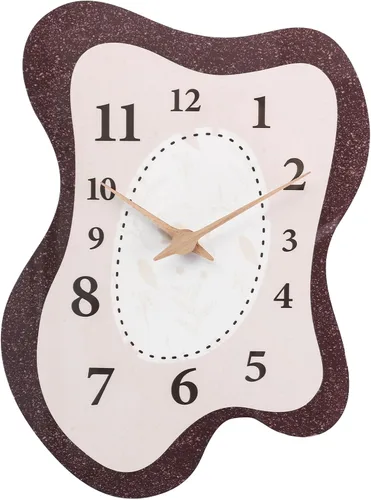 Miniatura 11 de Reloj de pared retro de mediados de siglo con forma irregular, silencioso sin tictac, funciona con pilas, 14 x 10 pulgadas, reloj de arte vintage