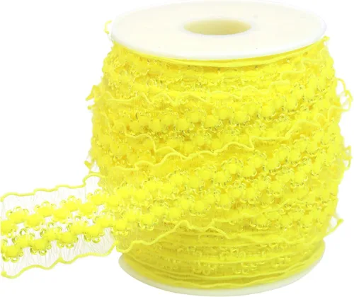Miniatura 13 de Cinta de encaje elástica negra con volantes de 20 yardas para coser de 1 pulgada de organza de doble onda, ajuste de encaje, ropa y ropa