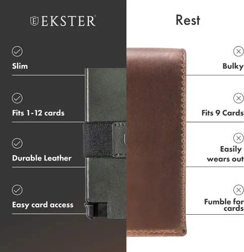 Miniatura 3 de Ekster Senate - Cartera de cuero para tarjetas - Bloqueo RFID - Acceso rápido a la tarjeta, Verde (Juniper Green), Cartera delgada