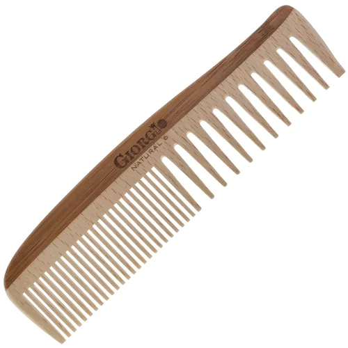 Giorgio GIONAT6 Peine de Madera Natural Desenredante para el Cabello - Peine de Dientes Semi Finos y Anchos para Cabello Rizado, Peines de Bambú y