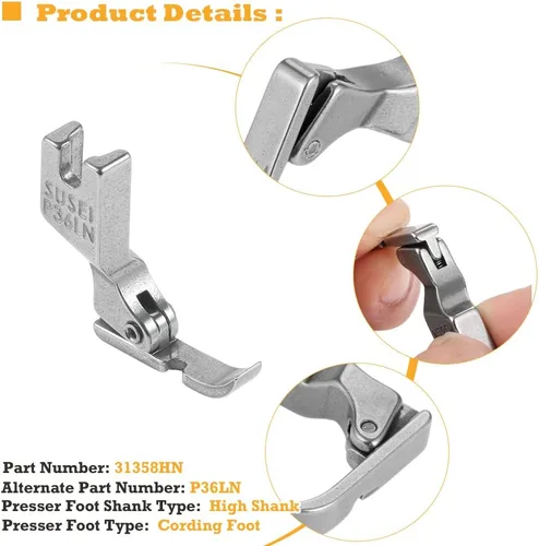 Miniatura 3 de 4 piezas diferentes prensatelas de cremallera P36L P36N P363 S518N compatibles con JUKI Brother Singer Consew típicas máquinas de coser industriales