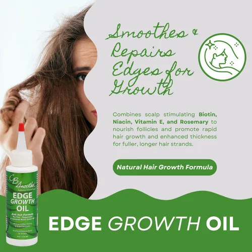Miniatura 2 de CB Smoothe Edge - Aceite de crecimiento – Árbol de té, menta y suero de ricino negro jamaicano – Aumenta la circulación y el crecimiento – 4 onzas