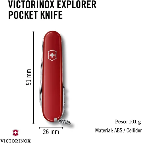 Miniatura 4 de Victorinox Explorer Navaja Suiza, Navaja de Bolsillo de 16 Funciones Fabricada en Suiza con 2 Hojas, Sacacorchos, Tijeras y Destornilladores - Rojo