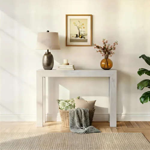 Miniatura 15 de Plank+Beam Mesa consola moderna de madera maciza, 46 pulgadas, mesa de sofá, mesa de entrada estrecha para pasillo, detrás del sofá, sala de estar