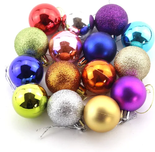 Miniatura 4 de Bestjybt - Paquete de 24 esferas navideñas pequeñas de 1.18 pulgadas, irrompibles para decorar arbolitos y fiestas navideñas, incluyen ganchos