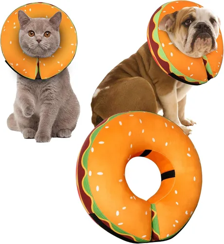 Miniatura 10 de Collar de Dona de Recuperación para Perros y Gatos, Collar de Cono de Perro Inflable Alternativa Después de la Cirugía, Cono Suave para Perros Azul