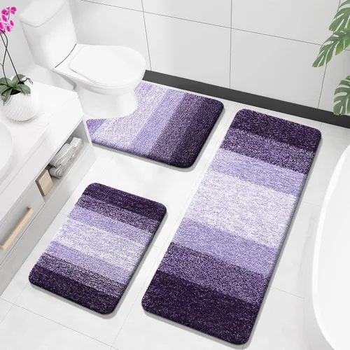 Miniatura 48 de OLANLY Juego de alfombras de baño de 3 piezas, alfombras de baño de microfibra suave y absorbente y alfombra de inodoro de contorno en forma de U