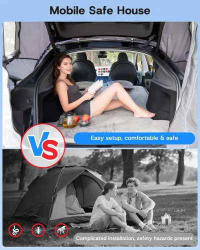 Miniatura 4 de Tienda de campaña con toldo para Tesla Modelo Y 2020-2024, [tela Oxford 420D y UPF 50+ y poliuretano impermeable de 118.110 in] Toldo para portón