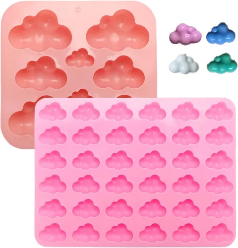 Paquete de 3 moldes de silicona en forma de nube 3D, bandeja antiadherente para cubitos de hielo, molde de fondant para chocolate, dulces, jabón,