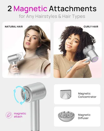 Miniatura 5 de Secador de Pelo, Secador de Pelo Iónico de Alta Velocidad y Bajo Ruido para Secado Rápido, Regalos de Cumpleaños y Navidad para Mujeres, Hombres
