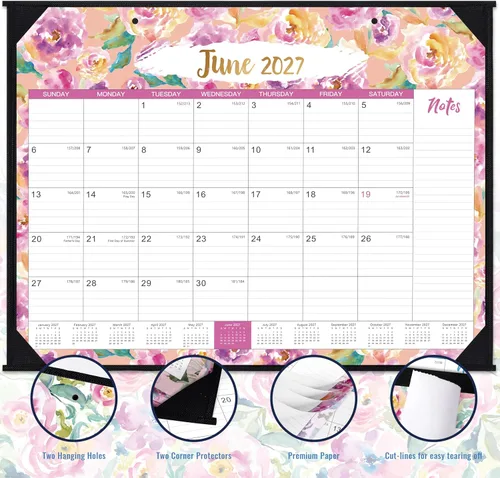 Miniatura 4 de Calendario de escritorio 2026-2027 – julio 2026 – diciembre 2027, calendario de escritorio mensual grande de 18 meses, 22 x 17 pulgadas, almohadilla