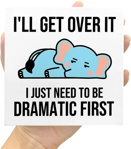 Miniatura 7 de LVQHI Divertido regalo de elefante para mujer, decoración de escritorio de oficina, I'll Get Over it I Just Need to be Dramatic First inspirador