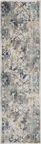 Miniatura 3 de SAFAVIEH Madison Collection - Alfombra de pasillo de 2 pies 3 pulgadas x 8 pies, color marfil y azul, diseño bohemio chic envejecido, no desprende