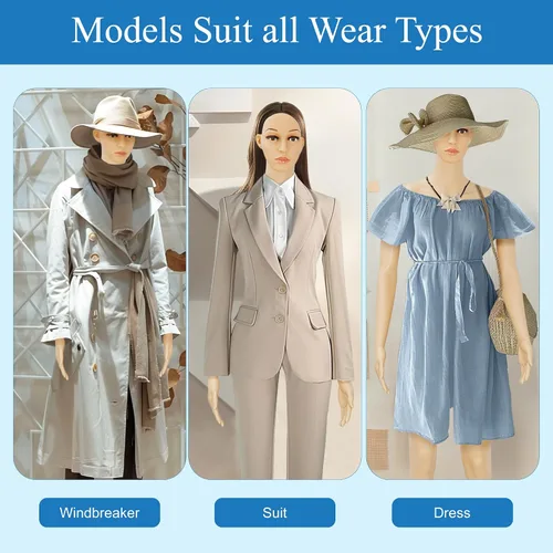 Miniatura 4 de ZENY Maniquí femenino de cuerpo completo, forma de vestido de maniquí ajustable de 68.9 pulgadas con base de metal, soporte de modelo de ropa