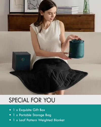 Miniatura 4 de Kaisa Manta con Peso para Adultos (5 libras, 23" x 29"), Manta de Regazo con Peso Suave Lavable a Máquina, Mantas Pequeñas Pesadas con Cuentas