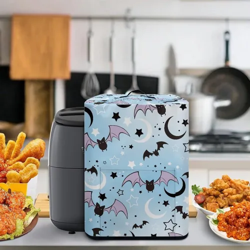Miniatura 6 de Gomyblomy Funda para electrodomésticos pequeños con diseño de murciélagos, protector de freidora de aire lavable con tema de Halloween, protector