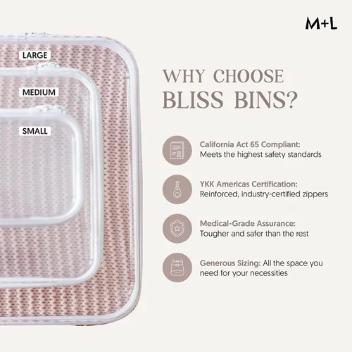 Miniatura 8 de Maple & Lark Bliss Bins - Estuche rígido transparente con cremallera para almacenamiento - Estuche de lápices de plástico transparente de grado