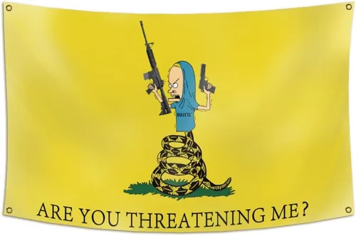 DESFLOPY Bandera con texto en inglés "Are You Threatening Me", bandera de 3 x 5 pies para dormitorio universitario y habitación de hombre, para