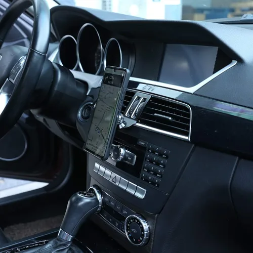 Miniatura 5 de Soporte para teléfono móvil de aleación de aluminio negro en la rejilla central del aire del automóvil, accesorios para Mercedes Benz Clase C W204