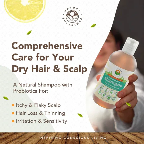 Miniatura 3 de Nature Sustained Champú Natural para Cabello Seco y Cuero Cabelludo - Orgánico, Crudo y Silvestre con Probióticos, Hipoalergénico, Champú Hidratante