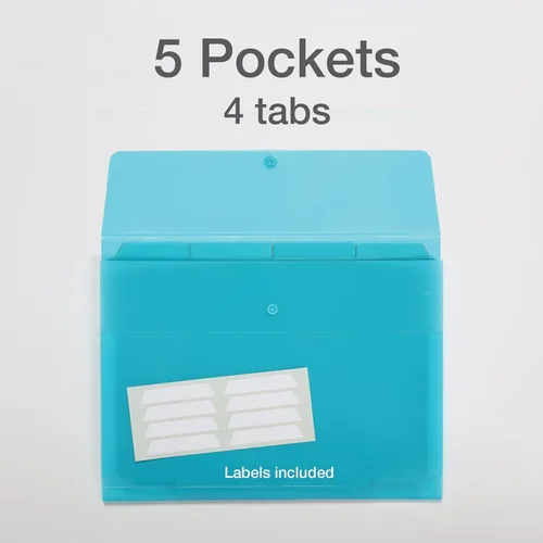 Miniatura 3 de Oxford Archivos expansibles de plástico, paquete de 8 organizadores de archivos de bolsillo con 4 pestañas y cierre a presión, papel tamaño carta, 2