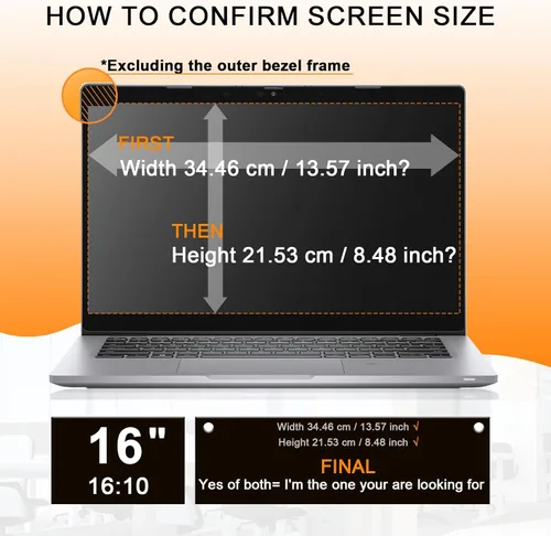 Miniatura 6 de Mamol Pantalla de privacidad para laptop de 16 pulgadas - Compatible con Lenovo, Hp, Dell, Acer, Asus, Thinkpad, Envy, Xps - Aspecto 16:10, Anti Luz
