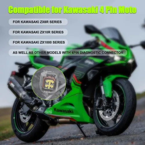 Miniatura 4 de OBD2 4 en 1 Cable de diagnóstico para motocicleta Kawasaki para conector Euro 5, apto para Kawasaki ZX6R Vulcan Z900RS Z800 Z1000 Z250 ER6N EX650F