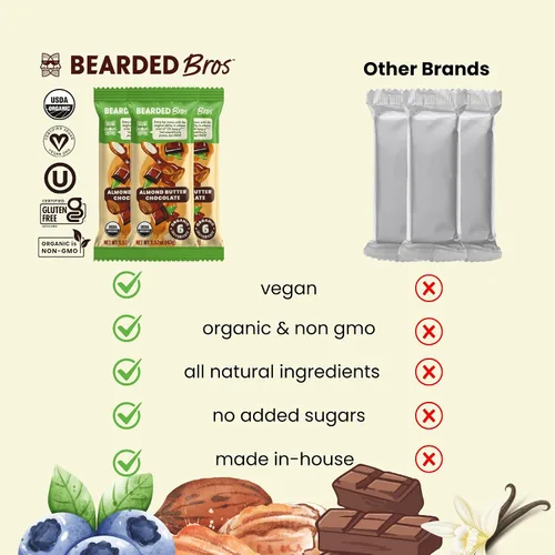 Miniatura 4 de Bearded Brothers Barras energéticas veganas orgánicas, sin gluten ni soja, paleo, enteras 30 Sin OMG, bajas glucémicas, altas en proteínas, fibra