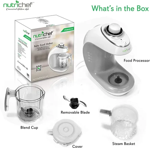 Miniatura 7 de NutriChef Máquina de alimentos para bebés Cocina a vapor 2 en 1 y licuadora de puré Temporizador de vapor ajustable Mezcla de alimentos