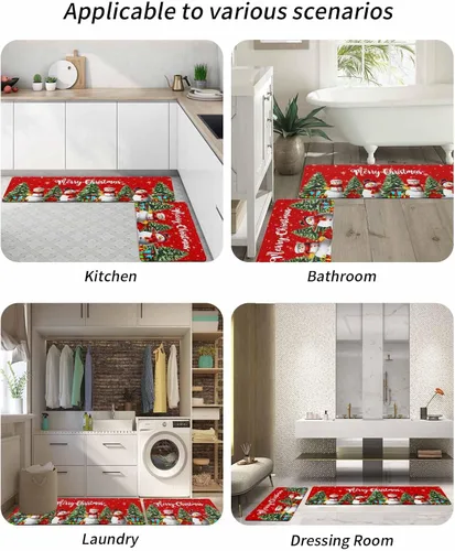 Miniatura 6 de Tapete de baño de invierno con diseño de muñeco de nieve para bañera, antideslizante, de secado rápido y absorbente, con tierra de diatomeas
