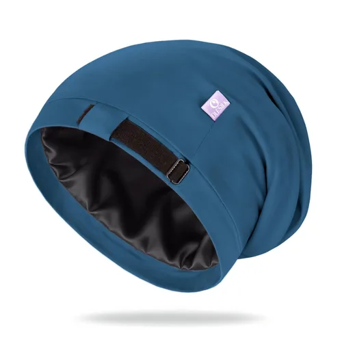 Miniatura 17 de OLESILK Gorro de seda para cabello rizado, gorro de seda para dormir, unisex, mediano, negro