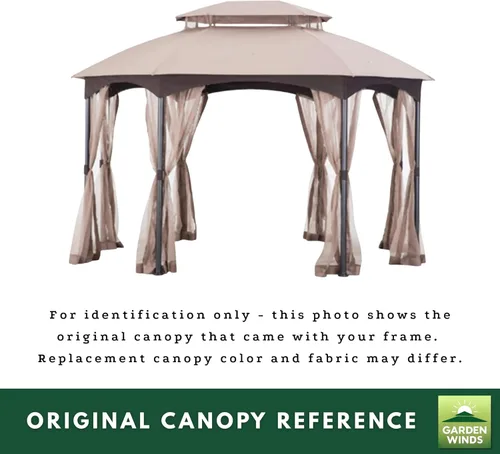Miniatura 6 de Garden Winds Cubierta superior reforzada RipLock 350 de repuesto compatible con Manhattan 10' x 12' Gazebo Modelo L-GZ1138PST - Beige