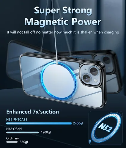 Miniatura 1351 de FNTCASE Funda para iPhone 13 Pro-Max: Fundas magnéticas transparentes compatibles con Magsafe Slim anti amarillamiento protección contra caídas