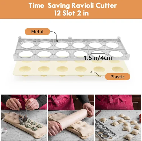 Miniatura 3 de Molde de cortador de ravioles, máquina de prensa de ñoquis de pasta hecha a mano, 5 piezas, kit de herramientas para hacer ravioles, cortador