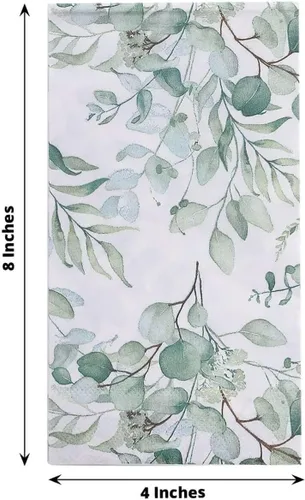 Miniatura 3 de Efavormart - Paquete de 20 servilletas de papel con estampado de hojas de eucalipto verde con una textura suave de 2 capas absorbente para bodas