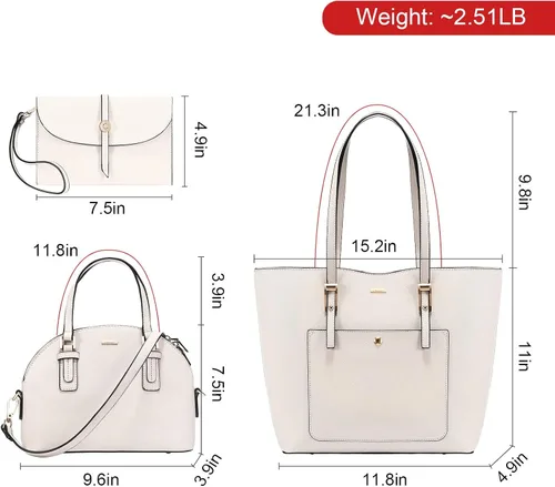 Miniatura 3 de Handbags for Women Fashion Tote Bags Shoulder Bag Top Handle Satchel Purse Set 3pcs